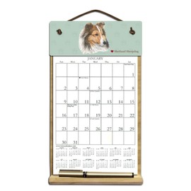 7" x 12" Wooden Refillable Dog Calendar Holder filled with a 2025 calendar and includes an order form page for 2026. We'll include the rest of 2024, too, in case you need it. - SHELTIE