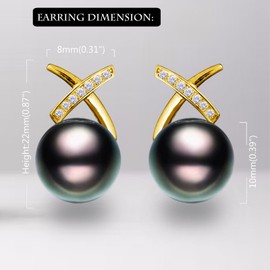 GLESOS Pearl Earrings Round Ball Pearl Drop Earrings Hypoallergenic Composite Pearl Dangle Earrings for Women Girls Peacock Green 10mm