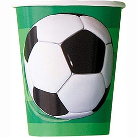 Unique 27306EU - Plastic Free Paper Cups - 266 ml - Football Party - 8 Count (Pack of 1)