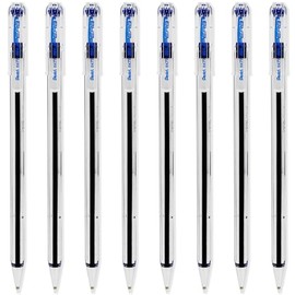 Pentel Superb Ballpoint Pen Ball Point Pens 0.7mm Nib Tip 0.25mm Line Width Fine Line Refillable Ink BK77 - Pack Of 8 - Blue Ink