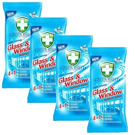 Green Shield Glass and Window Surface Wipes 4 Packs of 70 = 280 Wipes