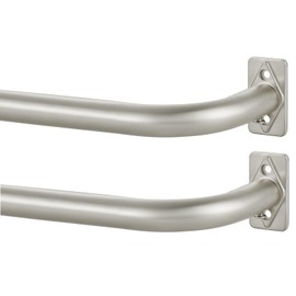 Brushed Nickel Curtain Rods for Windows 28 to 48 Inch, Wrap Around Curtain Rods 2 Pack, Adjustable Room Darkening Blackout Curtain Rods, Heavy Duty 1-Inch Diameter Telescoping Drapery Rod