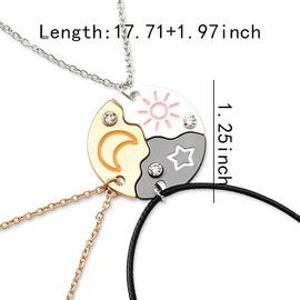 Best Friend Necklaces for 3 Women Friendship Necklaces for Bestie Sister Christmas Birthday Gifts for Friends Sun Moon Star Necklace Set of 3 Matching Friend Sister Necklaces for 3 Women