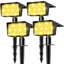 LAMKEEP Solar Spot Lights Outdoor with 60 LED & Auto On/Off, 4 Pack Solar Lights Outdoor Waterproof IP68 with 3 Lighting Modes, 2-in-1 Solars Landscape Light for Outside, Garden, Yard(Warm White)