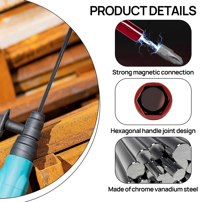 Musiook 2PCS 300mm Drill Extension Bit Holder, Powerful Magnetic Drill