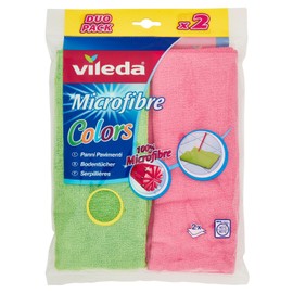Vileda Colors Floors in Microfibre Cloths, Set of 2, Green/Pink, 2 X 27 X 30 cm