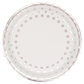Creative Converting Disposable Sparkle and Shine Silver Plate, Party Supplies, 9", Silver & White, 8ct