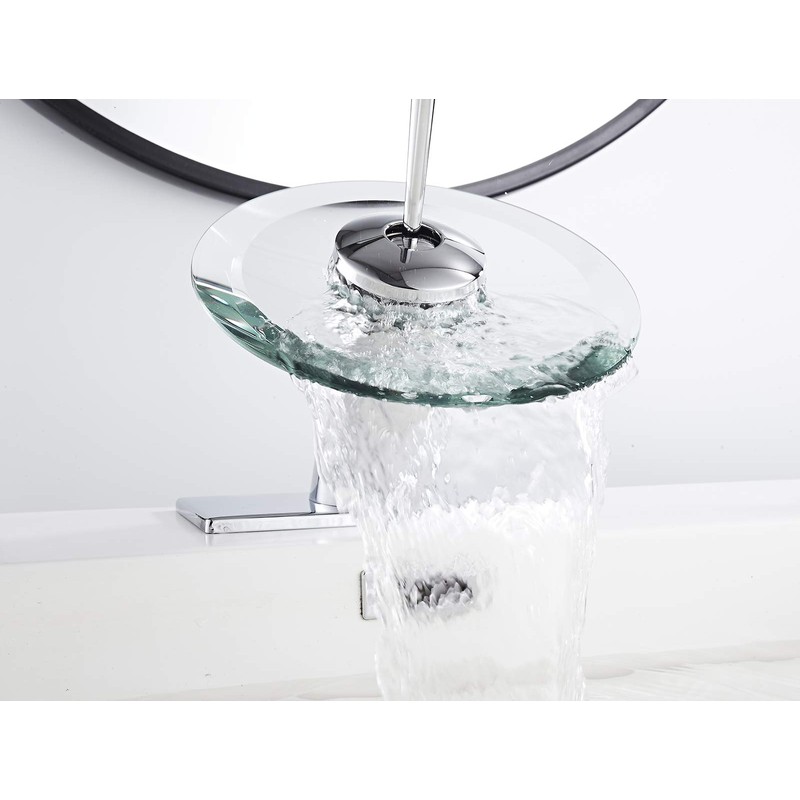 Bathroom Faucet Chrome Waterfall Glass Spout Single Handle One Hole