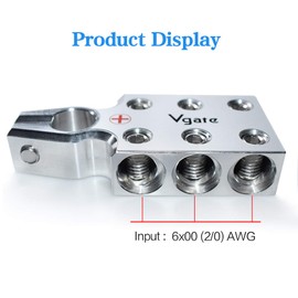 Vgate 6x00 (2/0) AWG Gauge Lead-Acid Battery Terminals Clamp - Positive and Negative (+/-)(Pair) for Tapered Top Post
