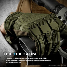 Glove Station - Impulse Guard Tactical Gloves for Men - Touch Screen Gloves Working Gloves Ideal for Sports & Outdoors, Motorcycle and Hunting - Green, Large