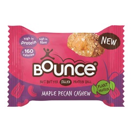 Bounce Plant Protein Maple Pecan & Cashew Balls, Filled With A Nut Butter Centre, 12 x 35g Individual Vegan Protein Balls