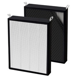 2 Pack True HEPA/Carbon Filters Replacement Compatible with NUWAVE OxyPure Large Area Smart Air Cleaner Purifier Models 47001, 47002, 47003, 47004, 47005, and 47006, Activated Carbon + HEPA Combo