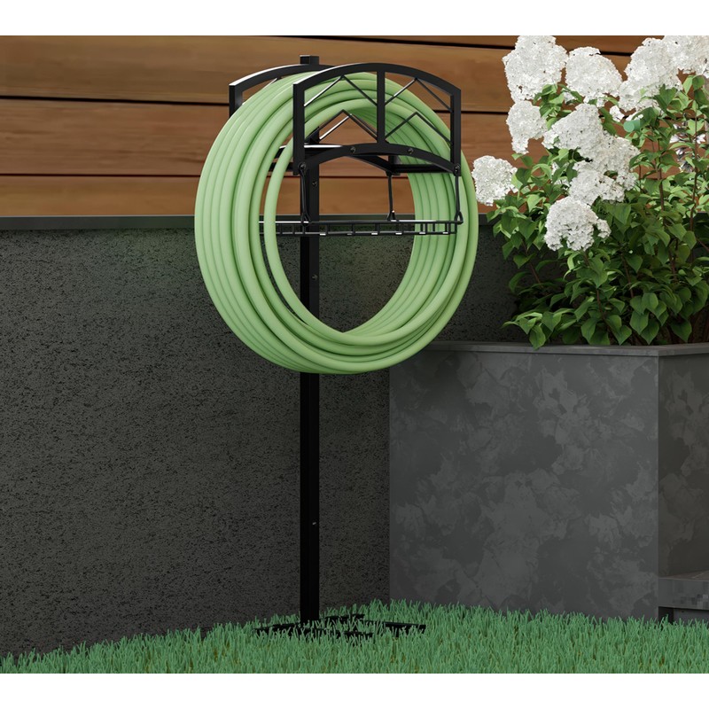 Kingson Portable Garden Hose Holder with Storage Basket - Heavy-Duty