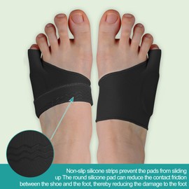 WooTshu Tailor Bunion Corrector Pads for Pinky Toe Relief, Relieve Bunion Pain, Little Toe Separator, Overlapping, Soft Silicone Gel Bunion Pad with Anti-Slip - Anti-Slip and Comfortable(Black 2-Pack) (Medium)