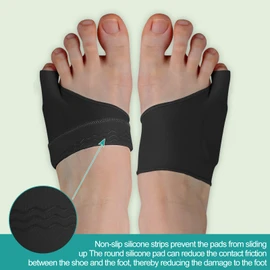 WooTshu Tailor Bunion Corrector Pads for Pinky Toe Relief, Relieve Bunion Pain, Little Toe Separator, Overlapping, Soft Silicone Gel Bunion Pad with Anti-Slip - Anti-Slip and Comfortable(Black 2-Pack) (Medium)