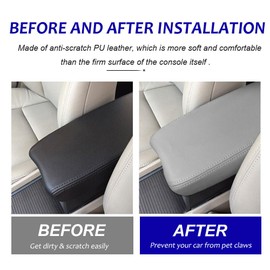 DEYTOP Center Console Cover for Honda Civic Accessories 2006-2011 Car Armrest Cover for Honda Civic 2009 2008 Accessories Anti-Scratch Leather Armrest Pad Protector (Gray)