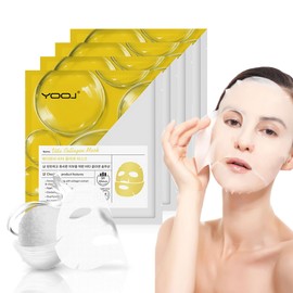 4 Pieces of Collagen Face Mask Collagen Mask Bio Collagen Face Mask Multiple Effective Ingredients Deep Hydration Improve Skin Condition Suitable for All Skin Types