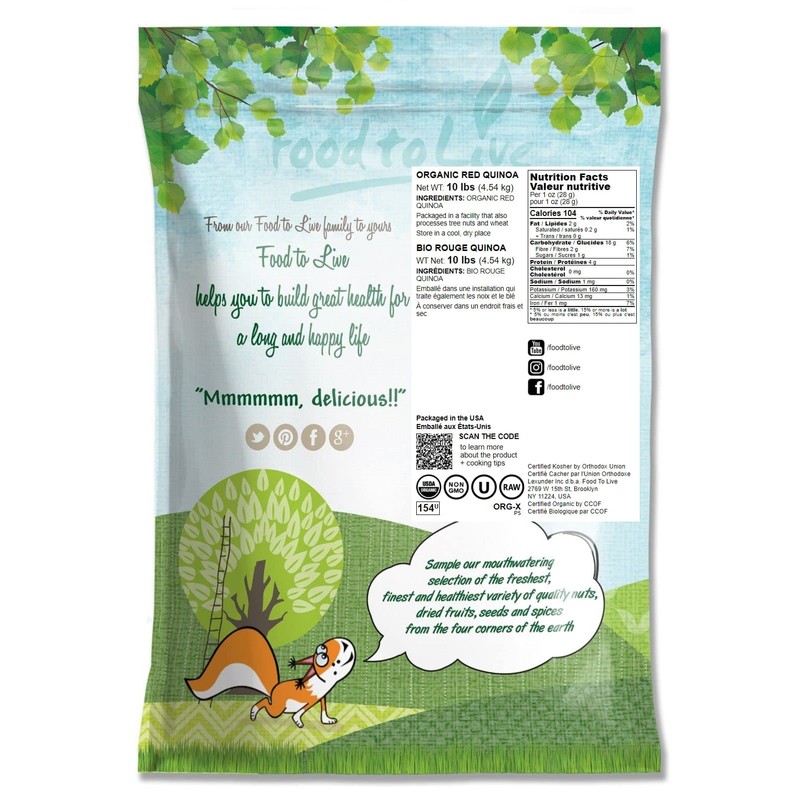 Food to Live Organic Red Quinoa, 10 Pounds – Non-GMO,