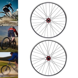 29 Inch Mountain Bike Wheelset, Aluminum Alloy Rim Disc Brake MTB Wheelset, Quick Release Front Rear Wheels Black Bike Wheels for Bikes with a Front Opening Gearr (Red, 29)