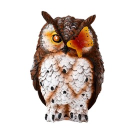 Generic Solar Garden Statue Yard Ornament Owl Figurine Home Decor Lamp Decorative Sculpture Solar Garden Light for Outside Lawn Porch