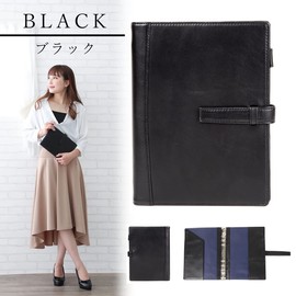 Lightex A5monolether01 Personal Organizer, Genuine Leather, Plant Tanning, A5 Size, 6 Hole Rings, Lightweight (Black)