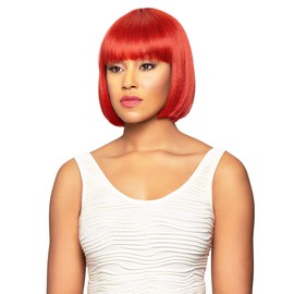 Foxy Lady Beautiful Young Straight Medium Length Blunt Cut Bob Style Wig with Flat Bangs Premium Synthetic Fibers Natural Trendy Look - SUE (2)