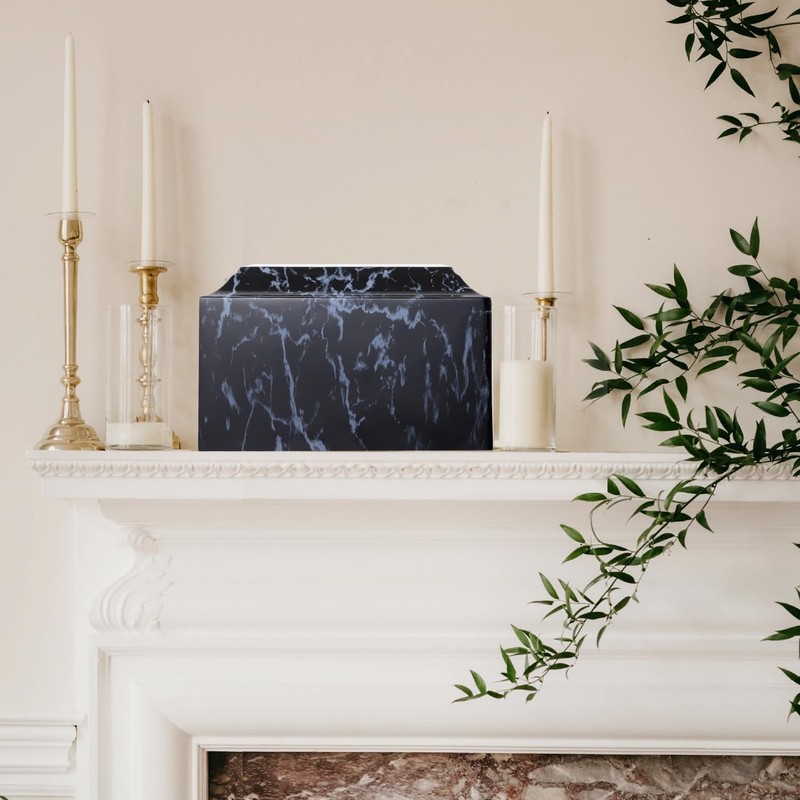 Black Classic Cultured Marble Cremation Urn for Adult Ashes, Adult
