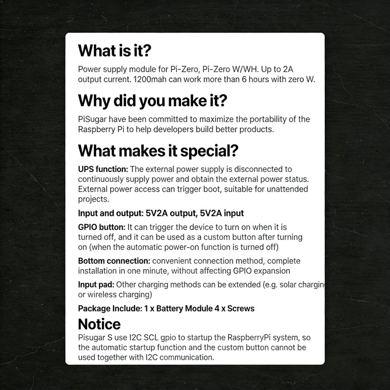 Pisugar S Portable 1200 mAh UPS Lithium Battery Pwnagotchi Power