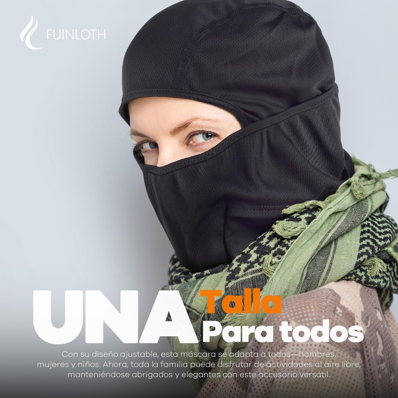 fuinloth Pasamontañas para Moto, Balaclava Solar Transpirable Protección UV Hombres