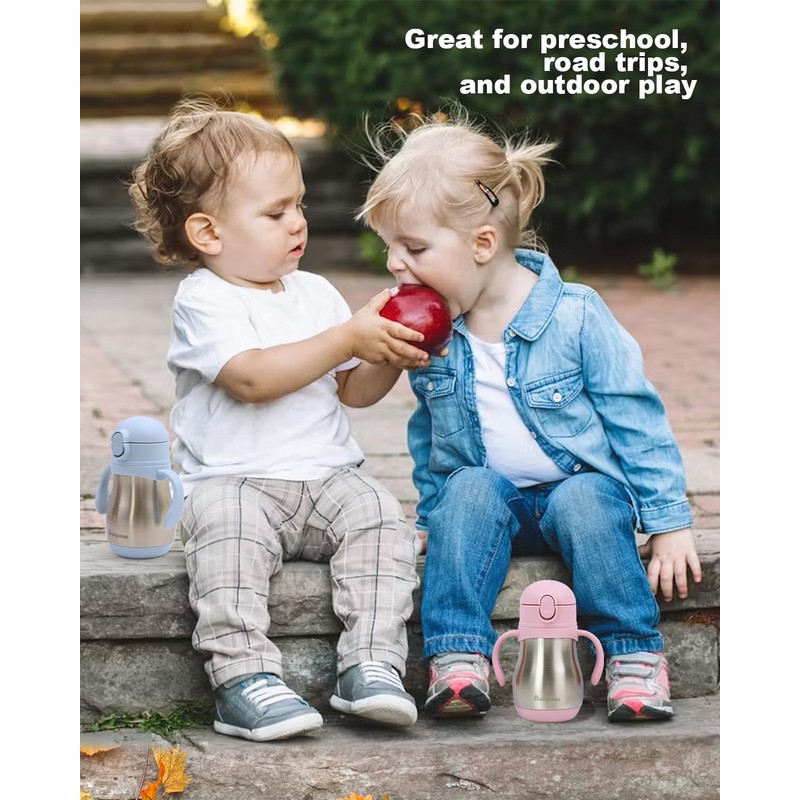 Bakpoco Stainless Steel Sippy Straw Cup for Toddlers 1-3 Years