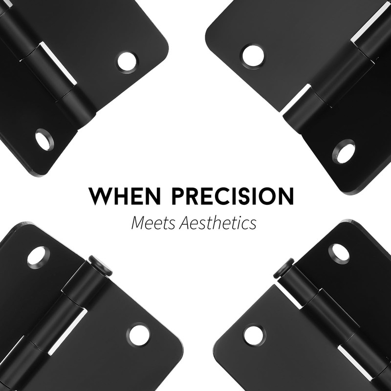 goldenwarm 6Pack Door Hinges Black Matte 3.5 Inch Rounded Black