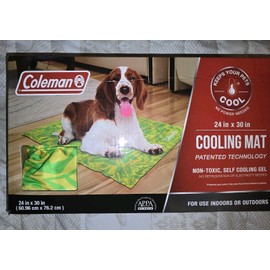 Coleman Pet Dog Cooling Mat 24"x30” Non Toxic Self Cooling Gel Yellow Grass