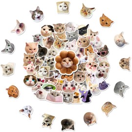 YDZSSWKB 50 Pcs Cat Stickers, Funny & Kawaii for Kids & Adults, Waterproof Vinyl for Laptops, Phones & More, T01040935