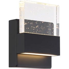 NUVO 62/1511 Ellusion LED Small Wall Sconce Matte Black Finish with Seeded Glass, 15W, 6.38x2.50x4.75