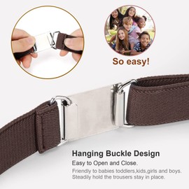 JASGOOD Kids Toddler Belt Elastic Stretch Adjustable Belt for Boys and Girls with Silver Square Buckle 2 Pack Back to School Gift