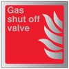 V Safety Fire Equipment-Gas Shut Off Valve Sign - 150mm x 150mm - 3mm Brushed Alu Comp