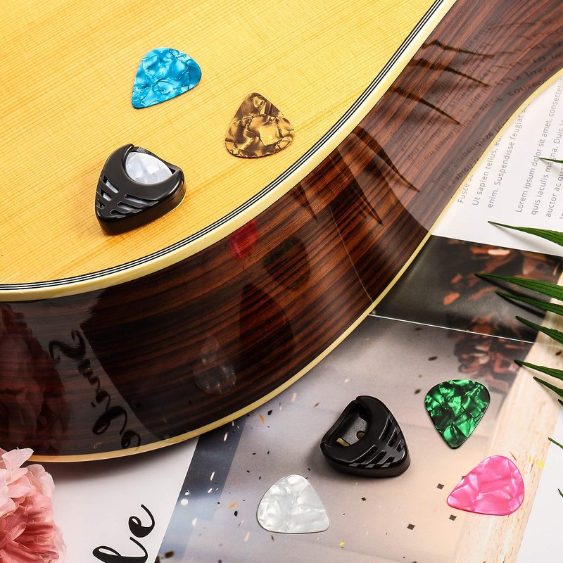 Frienda 6 Pieces Guitar Pick Holder Stick-on Pick Holder Black