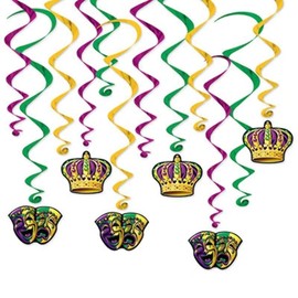 Beistle Mardi Gras Hanging Swirls (12 Pcs) - 1 Pack