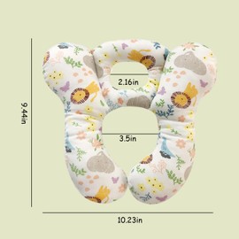 Baby Travel Pillow, Infant Kid's Cushion Soft and Skin Friendly for Car Seat, Pushchair and Stroller (White Animal Flower)