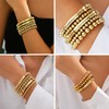 AllJunction Gold Beaded Stretch Bracelets for Women Chunky Silver Beads