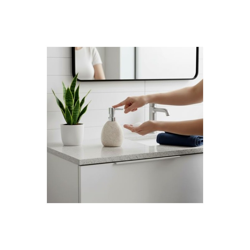 Soap Dispenser Bathroom Beige 250 ml, Pump Dispenser for Liquid
