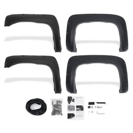 ECCPP PP Black Smooth Fender Flares For 2007-2013 For Chevy Silverado 1500 69" Short Bed With Rubber Edge Trim Hardware Kit Automotive Exterior Accessories