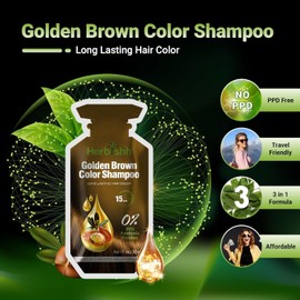 3 in 1 Hair Color Dye Golden Brown Pouch 30mlx10p + Color Stain Remover Wipes