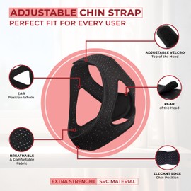 Massner Extra Strength Chin Strap for Sleeping, Breathable, Comfortable CPAP Chin Strap for snoring- jaw Strap for Men and Women, Adjustable Snore Stopper Chin Strap, Keep Mouth Closed While Sleeping