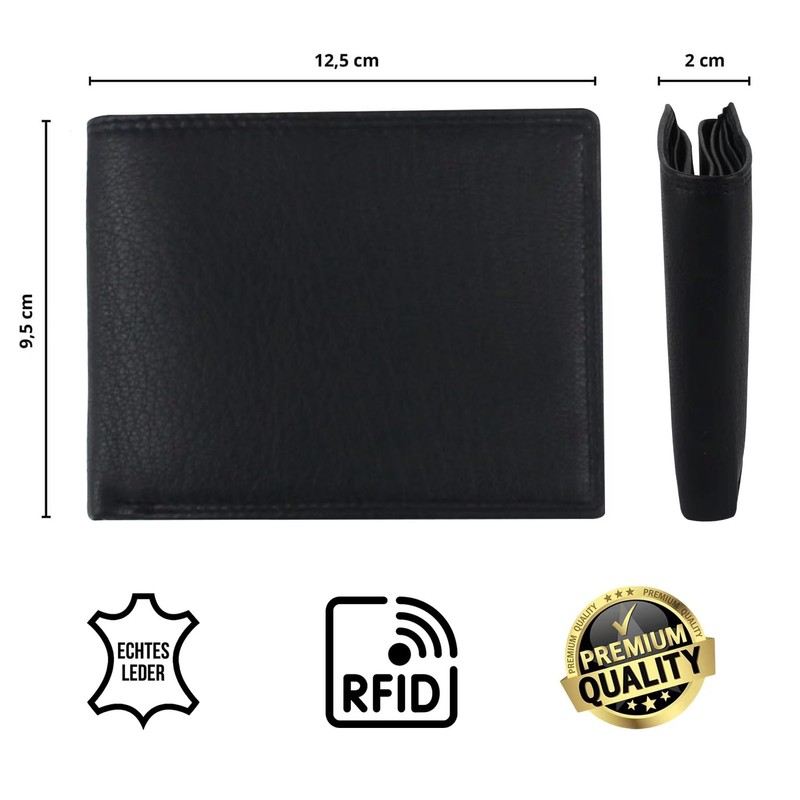 FOMAX® Men's Genuine Leather Wallet with RFID Protection, Landscape Format