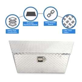EASYBERG 39 Inch Trailer Tongue Tool Box, Heavy Duty Silver Diamond Plate Aluminum Trailer Tool Box with Lock and Keys, 39" x 16.5" x 12" Trailer Storage Box