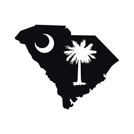 Applicable Pun South Carolina State Flag Map Shape - Vinyl Decal for Outdoor Use on Cars, ATV, Boats, Windows and More - Black 4 inch