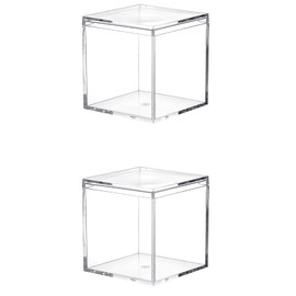 Acrylic Plastic Square Cube, Dayaanee Plastic Square Cube Containers with Lid Storage Box 5.9x5.9x5.9 Inches for Candy Pill and Tiny Jewelry, 2 Pack