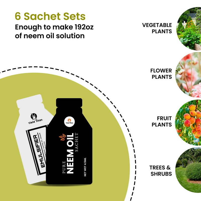 Yield Titan 100% Pure Neem Oil Sachets (6-Sachets) with Natural