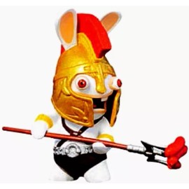 Raving Rabbids Action Figure! Rabbid Spartan Gold Helmet Trident Travel in Time
